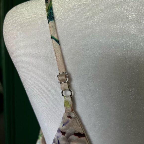 Staccato pastel peach floral satiny v-neck hi-low tank/camisole top blouse M - Picture 6 of 13